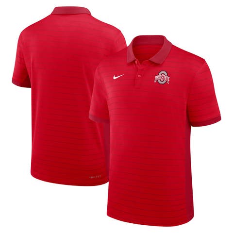 Men's Nike Scarlet Ohio State Buckeyes 2025 Early Season Coaches Sideline Victory Stripe Performance Polo