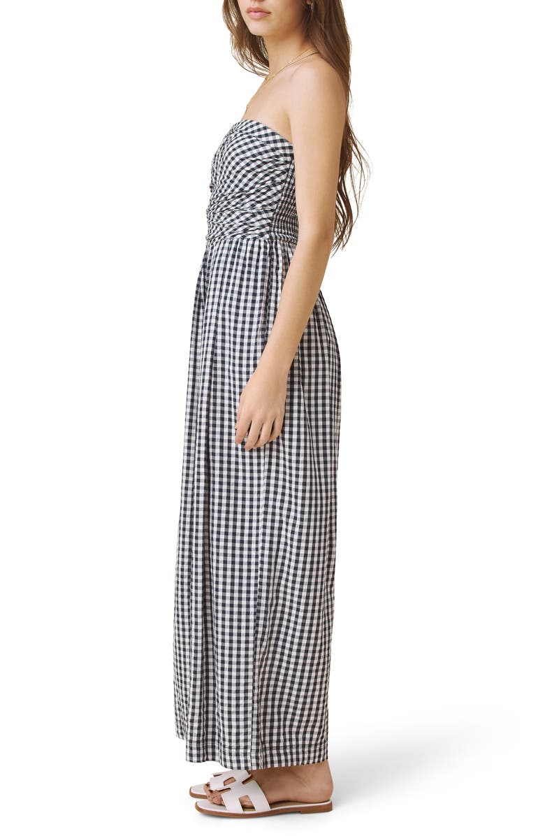 Splendid Gigi Gingham Strapless Jumpsuit, Alternate, color, Navy Blue/ White
