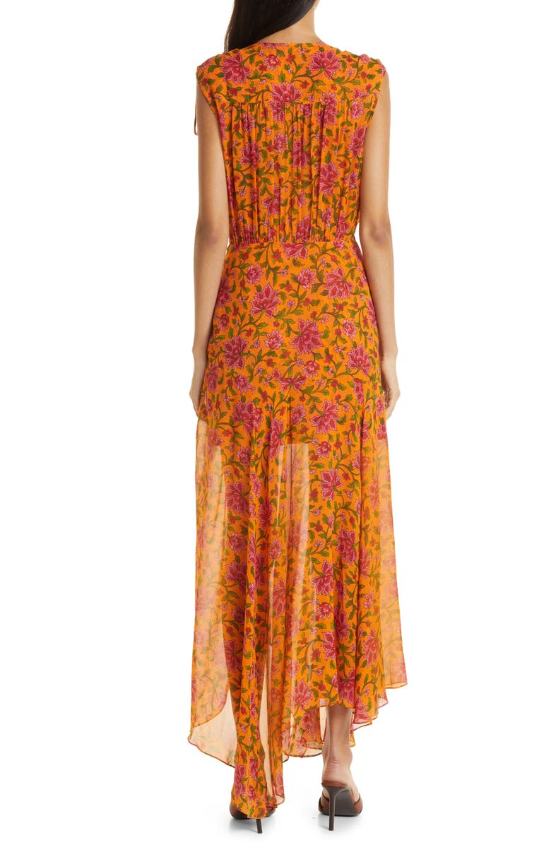 Veronica Beard Dovima Floral Asymmetric Silk Maxi Dress, Alternate, color, 
