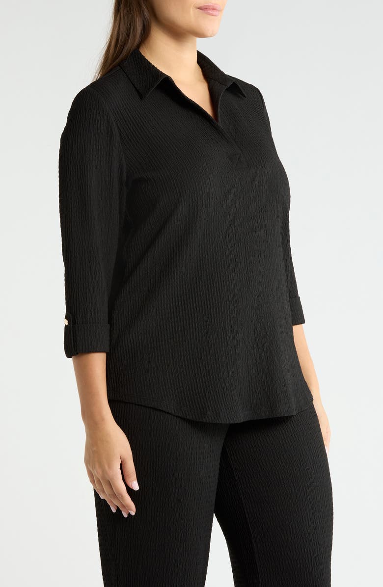 AK ANNE KLEIN Textured Ridge Knit Popover Top, Alternate, color, Anne Black