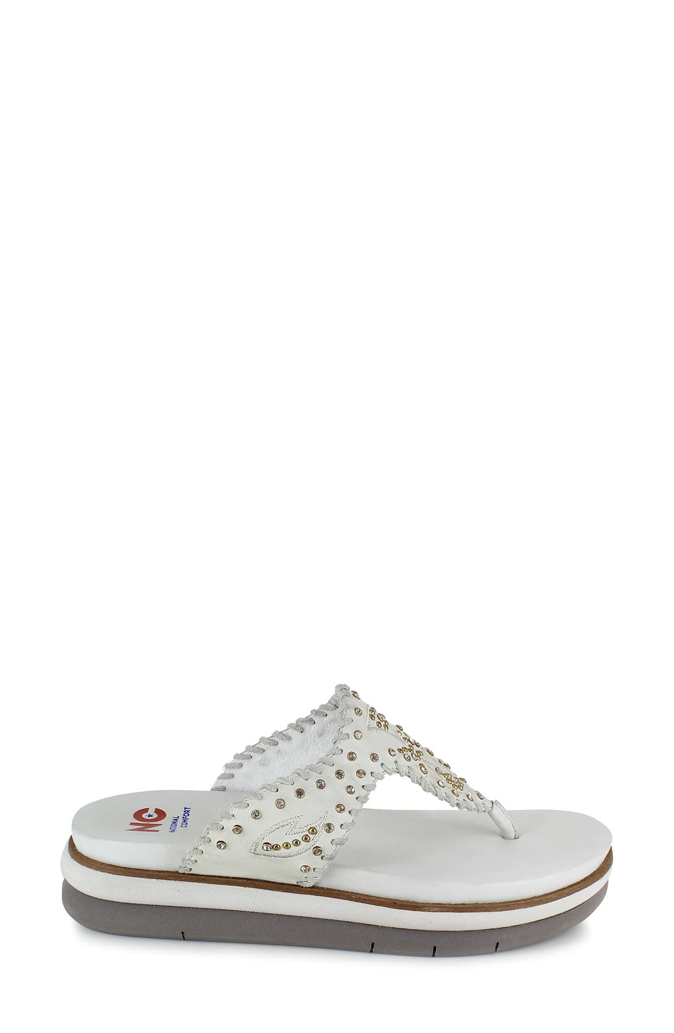 Kamara Crystal Embellished Platform Flip Flop, Alternate, color, ICE WHITE SUEDE
