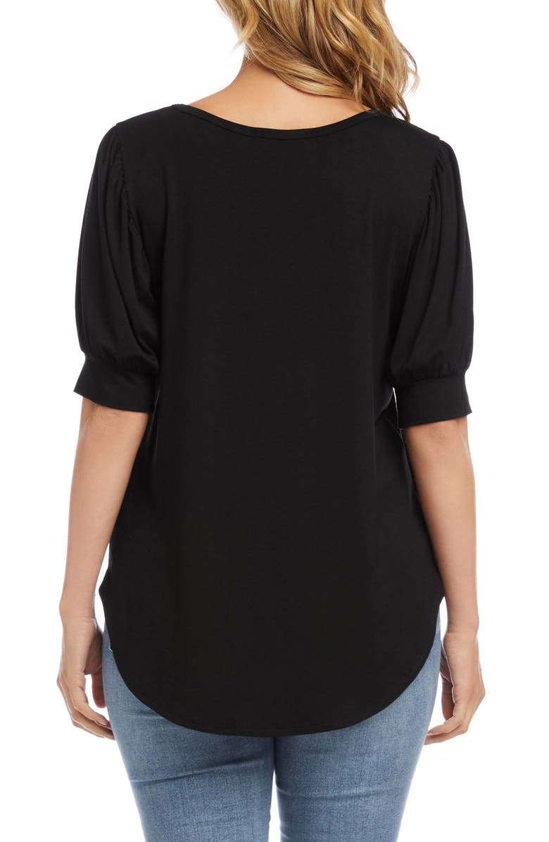 Karen Kane Shirred Sleeve Shirttail Hem Jersey Top, Alternate, color,