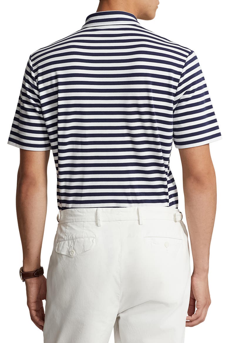 Stripe Cotton Interlock Polo, Alternate, color, REFINED NAVY/ WHITE