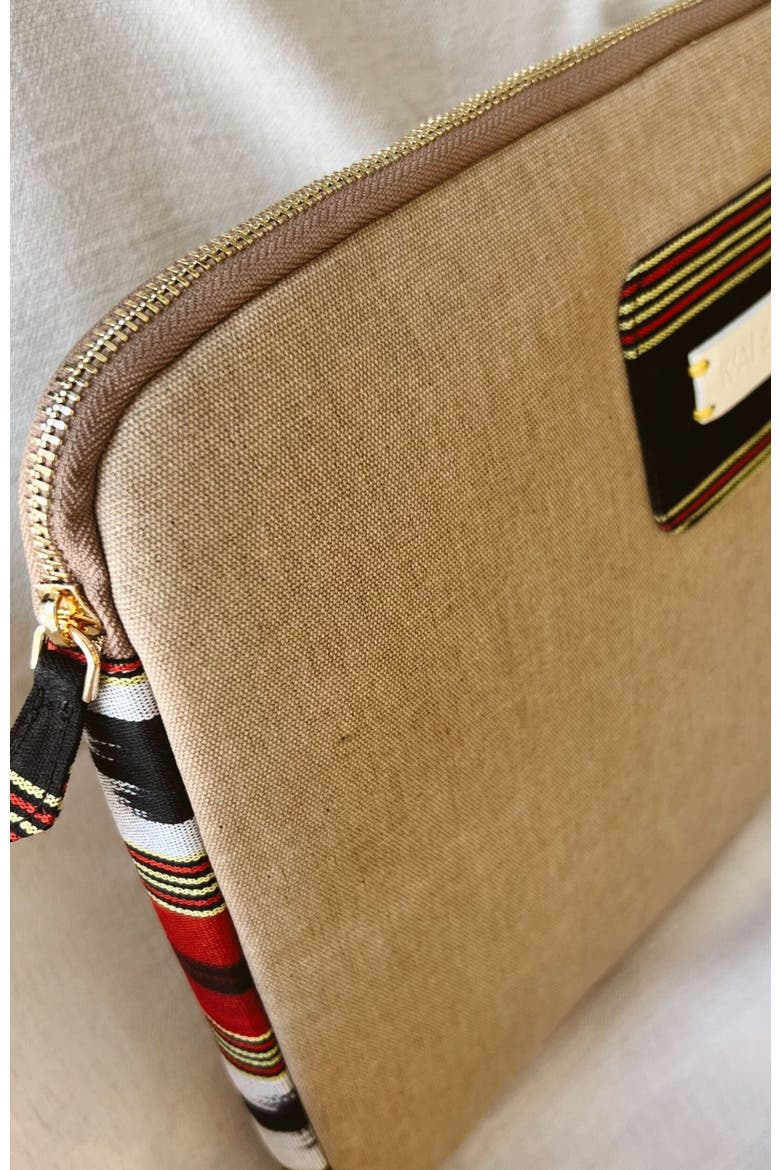 Zipped, Patterned Canvas Laptop Case - for 13", 14", Alternate, color, Beige