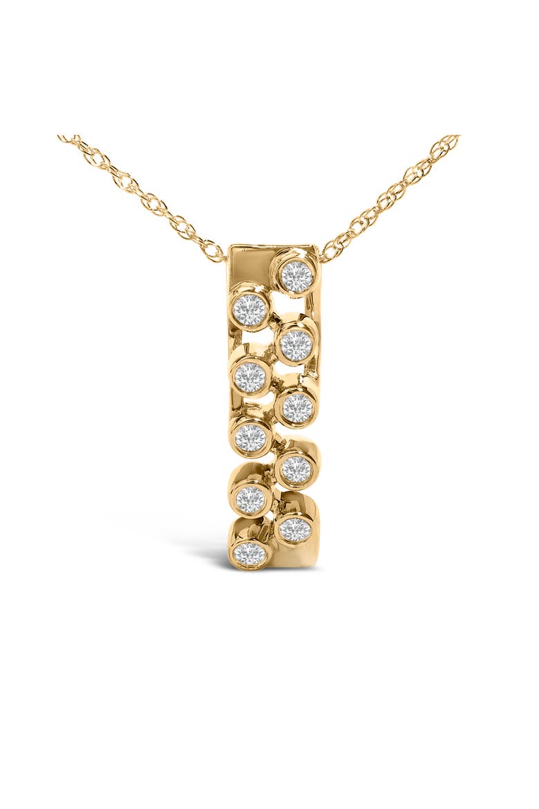 14K Yellow Gold Bezel Set 1/7 Cttw Diamond Vertical Bar Pendant Necklace, Main, color, Yellow Gold