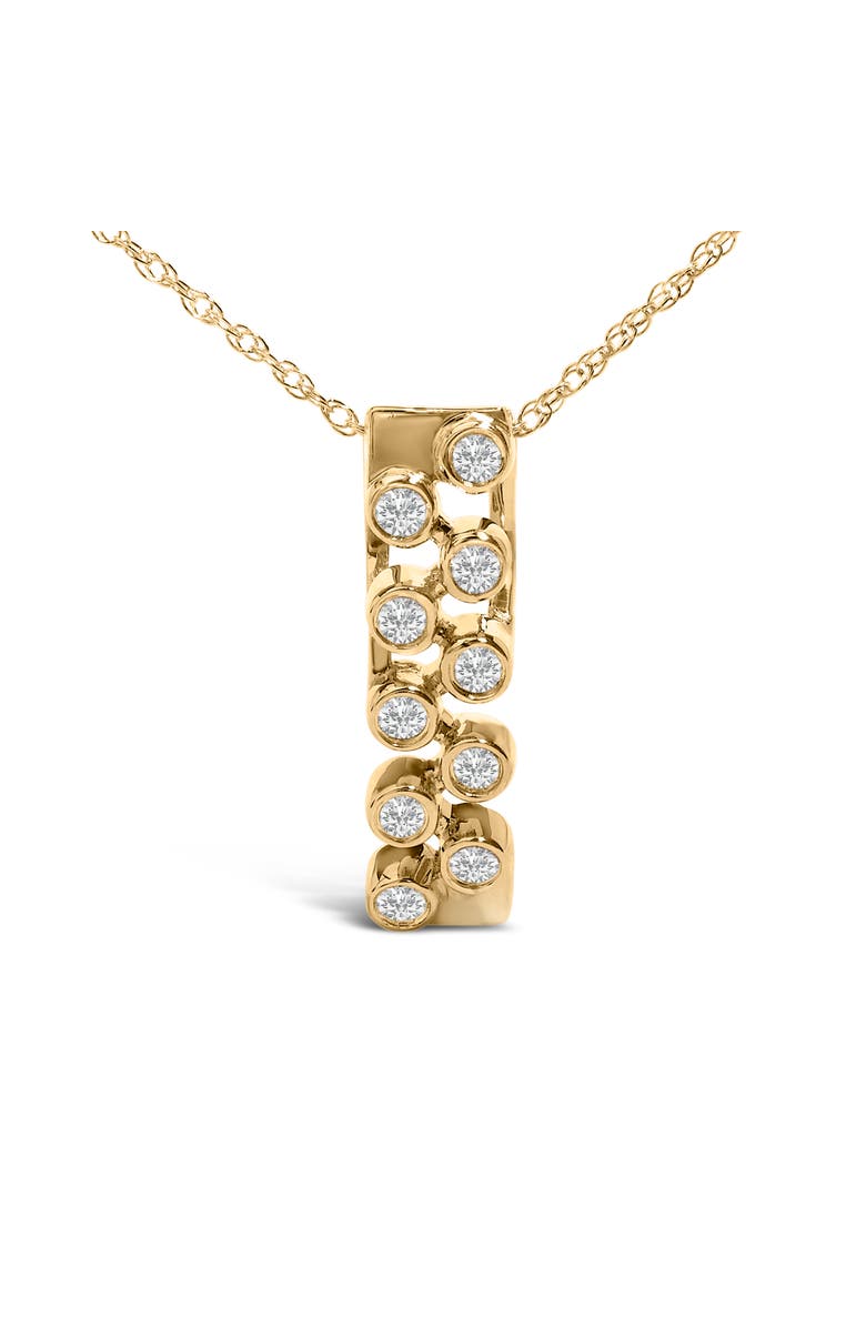 Haus of Brilliance 14K Yellow Gold Bezel Set 1/7 Cttw Diamond Vertical Bar Pendant Necklace, Main, color, Yellow Gold