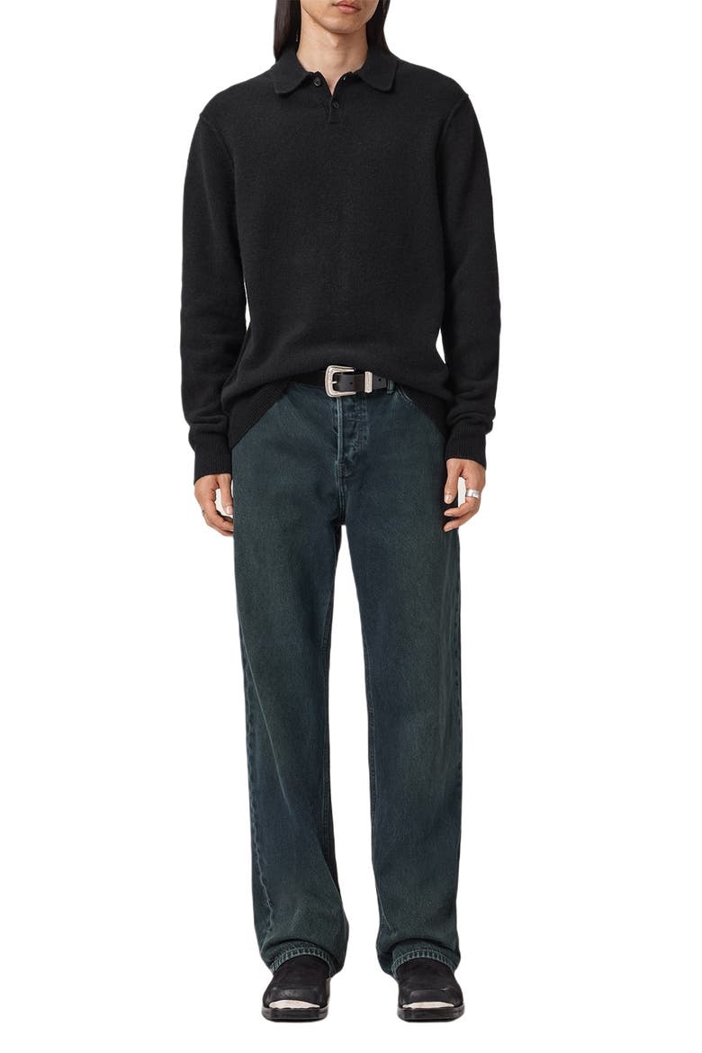 Patern Long Sleeve Polo, Alternate, color, BLACK