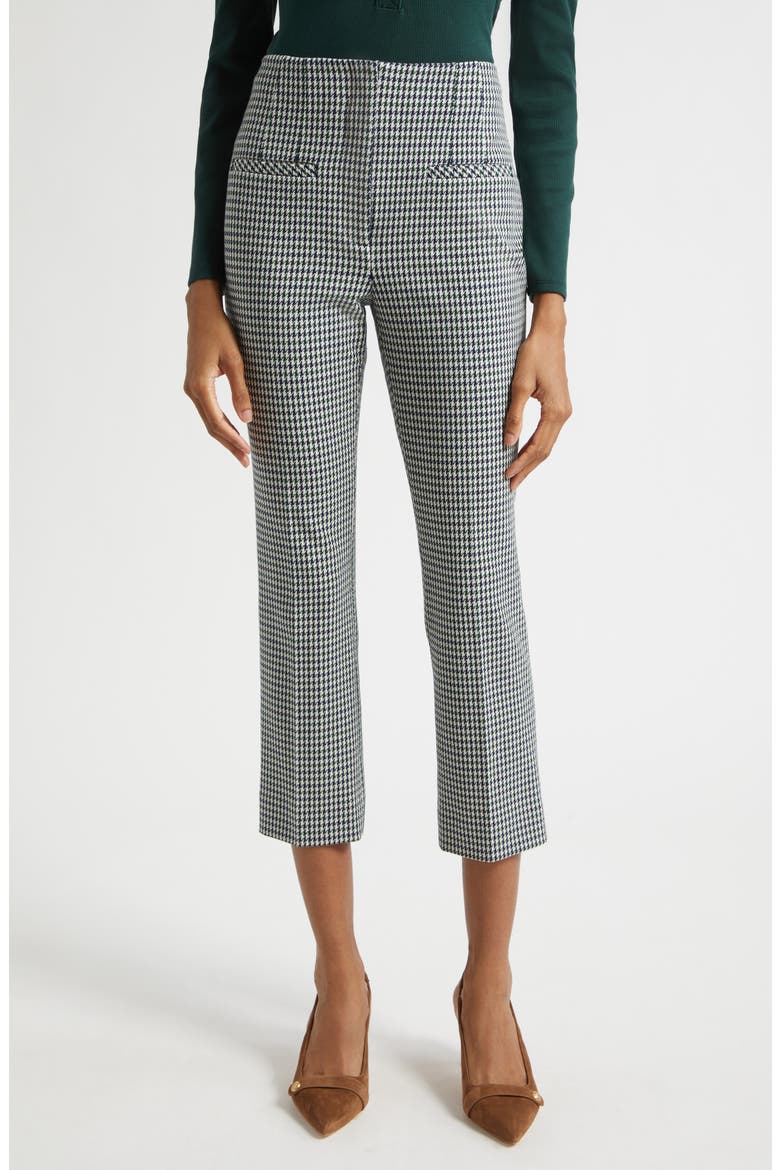 Kean Houndstooth Check Crop Pants, Main, color, NAVY/ DARK PINE MULTI