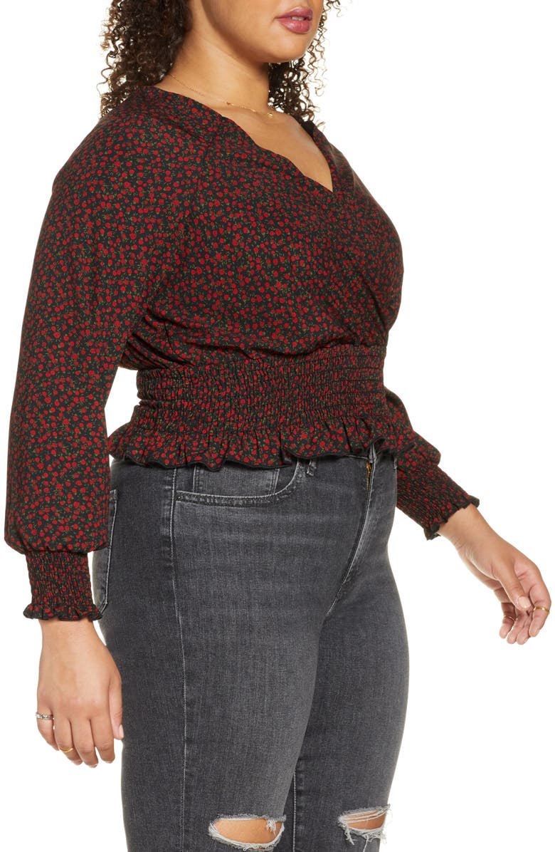 BP. Smocked Surplice Top, Alternate, color,