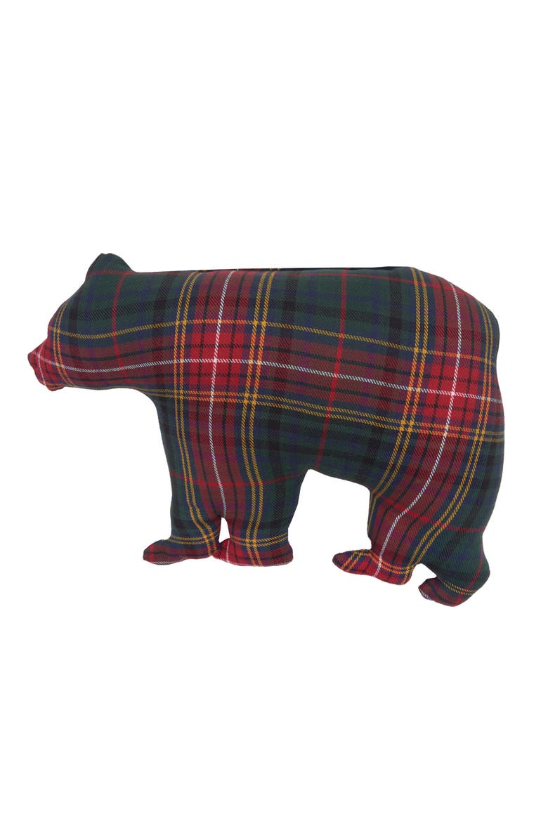 C&F Home Plaid Bear Shaped Throw Pillow, 13.5" x 20", Main, color, Red