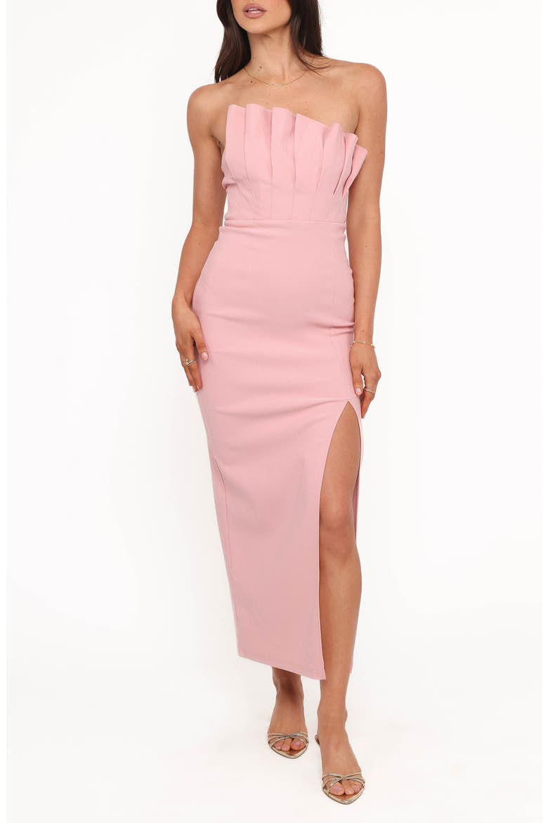 Kinnie Pleated Strapless Maxi Dress, Main, color, PINK