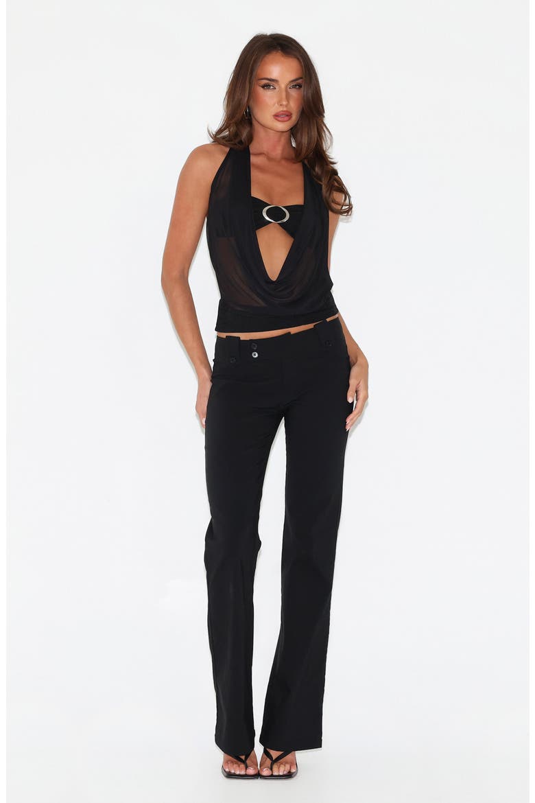 Makena Bralette & Cowl Neck Halter Top Set, Alternate, color, BLACK