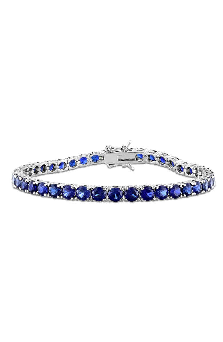 DELMAR Lab Created Blue Sapphire Tennis Bracelet, Main, color,