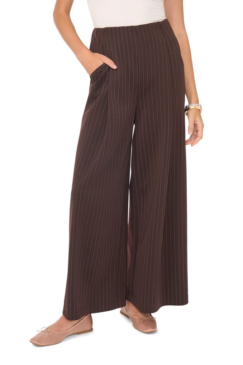 Stripe Wide Leg Pants, Main, color, RICH CHOCOLATE