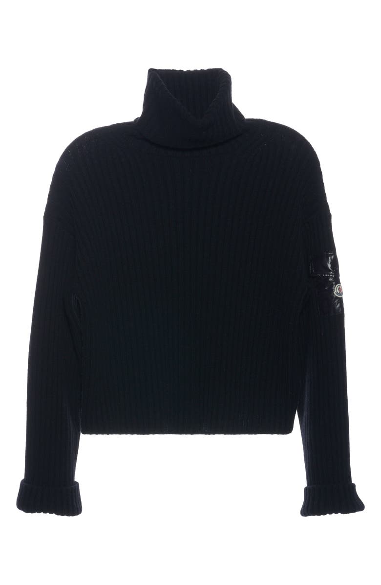 Moncler Patch Pocket Wool Rib Turtleneck Sweater, Alternate, color, 