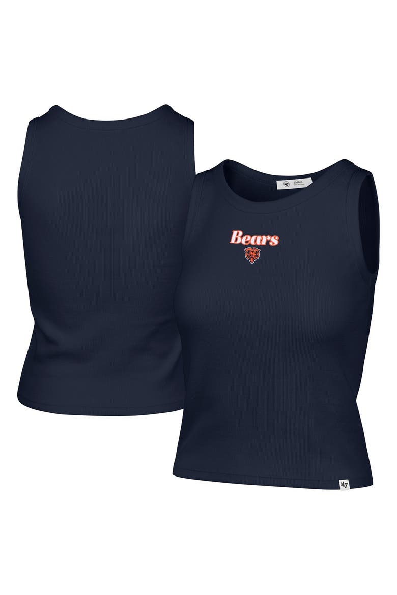 Women's '47  Navy Chicago Bears Cropped Straight Cut Ribbed Baby Tank Top, Main, color, Navy