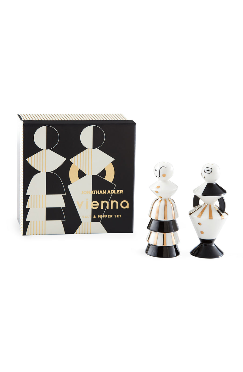 Jonathan Adler Vienna Salt and Pepper Set, Alternate, color, Black / White / Gold