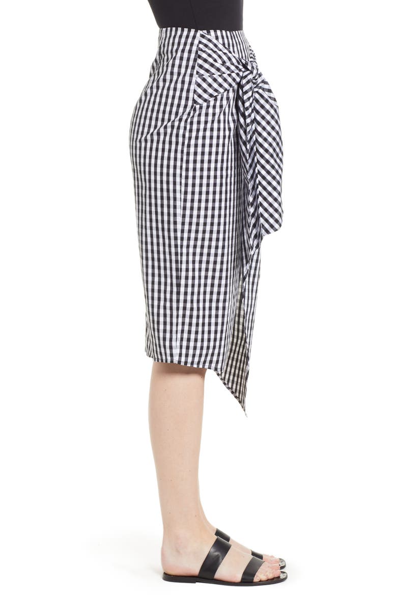 Gingham Tie Waist Skirt, Alternate, color, BLACK/ WHITE GINGHAM