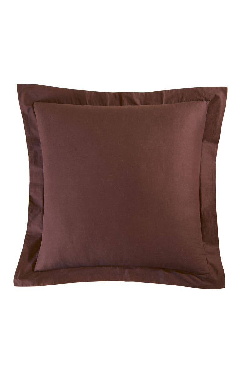 26" x 26" Brown Cotton Euro Sham - Machine Washable, Main, color, Brown