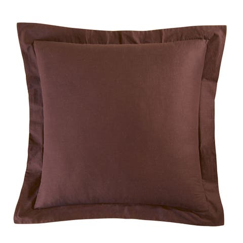 26" x 26" Brown Cotton Euro Sham - Machine Washable