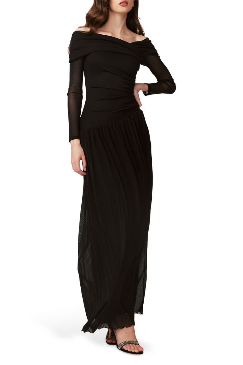 Aron Off the Shoulder Gown, Main, color, BLACK