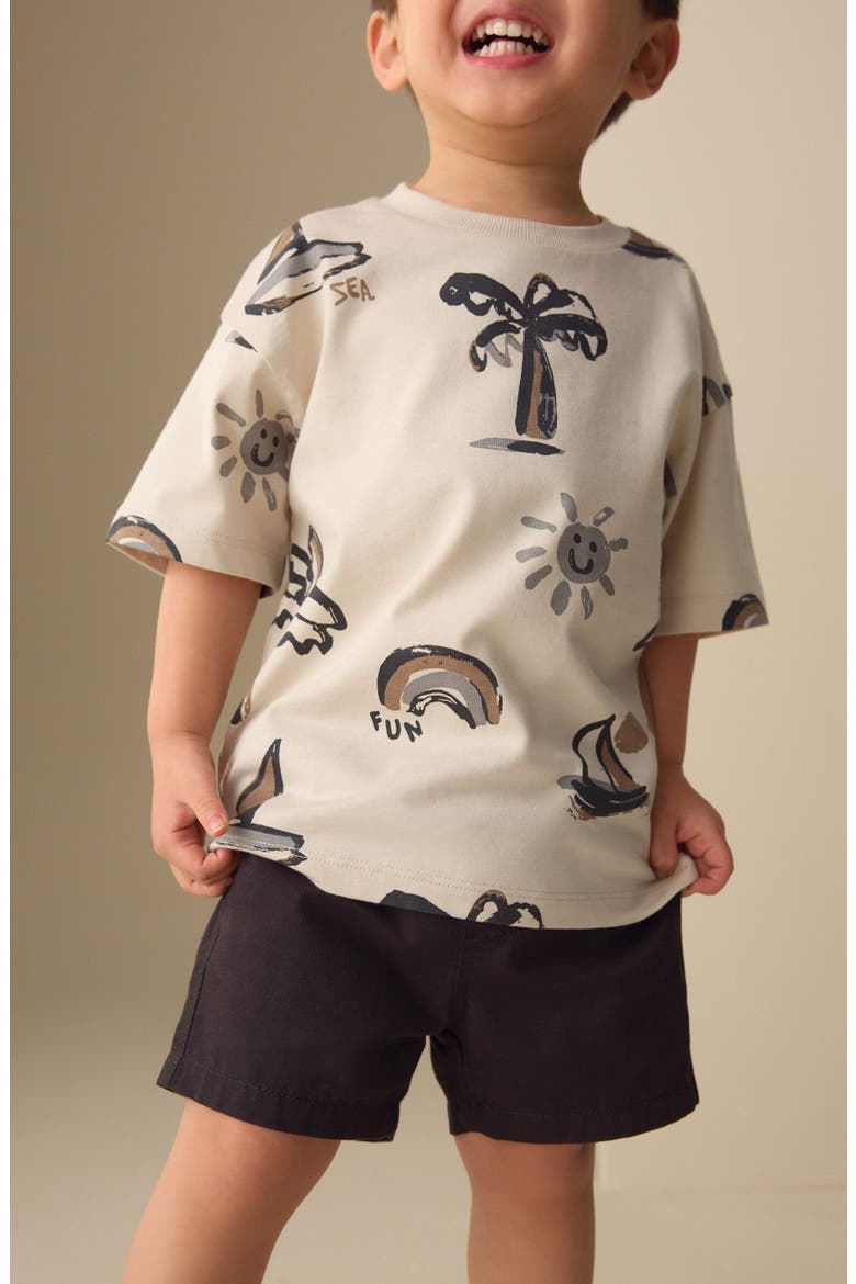 Kids' Beach Print Cotton T-Shirt, Alternate, color, NEUTRAL