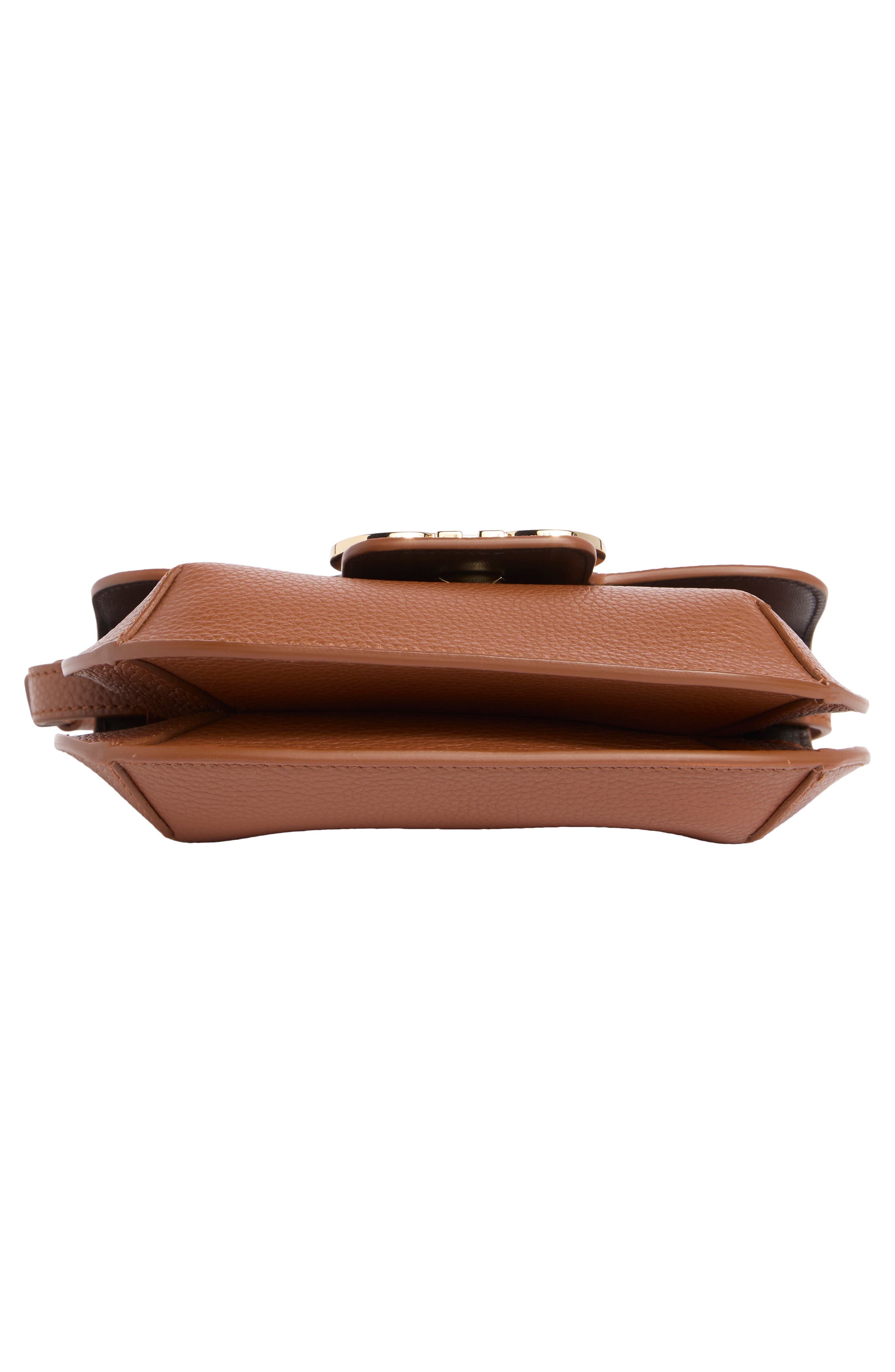 FERRAGAMO Lizzy Double Gancio Leather Crossbody Bag, Alternate, color, New Cognac/ Testa Di Moro