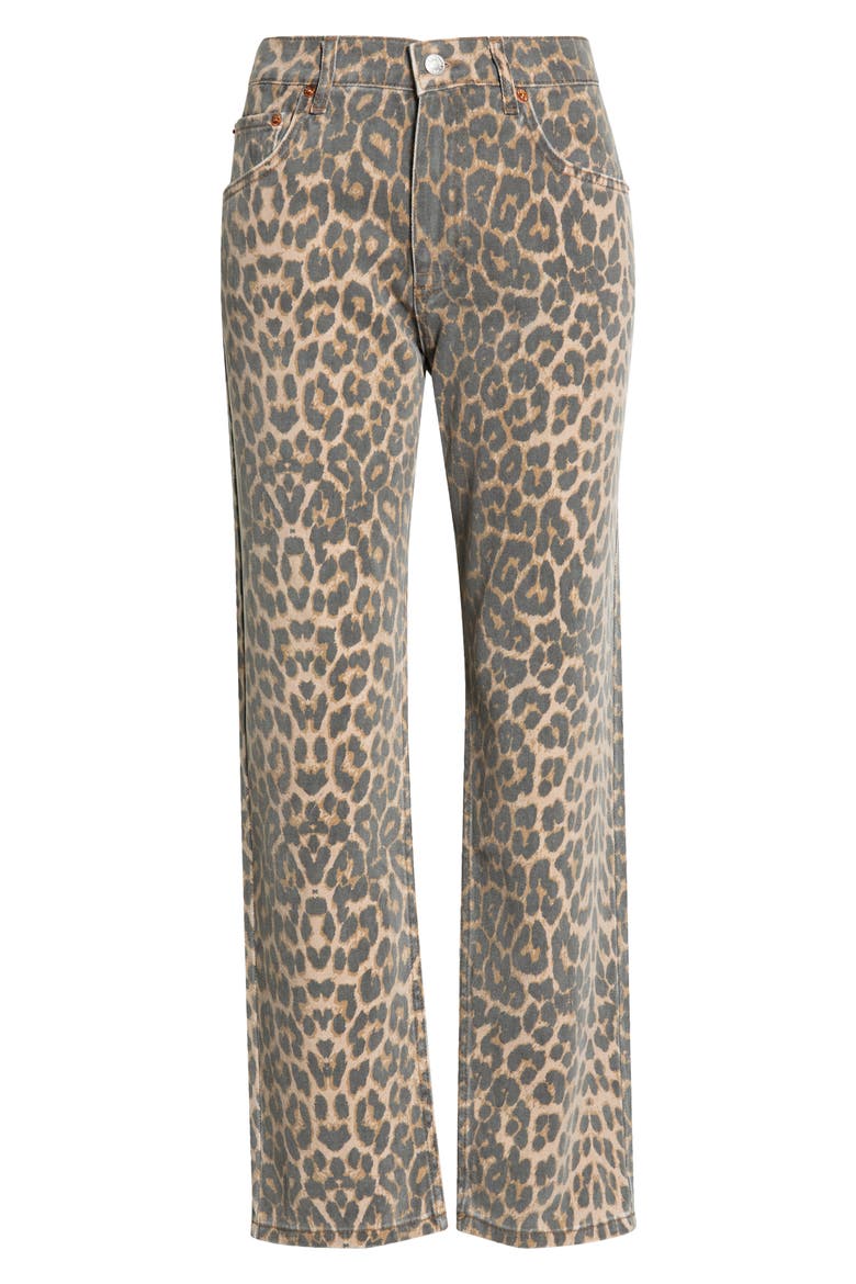Blondie Mid Rise Crop Straight Leg Jeans, Main, color, LEOPARDO