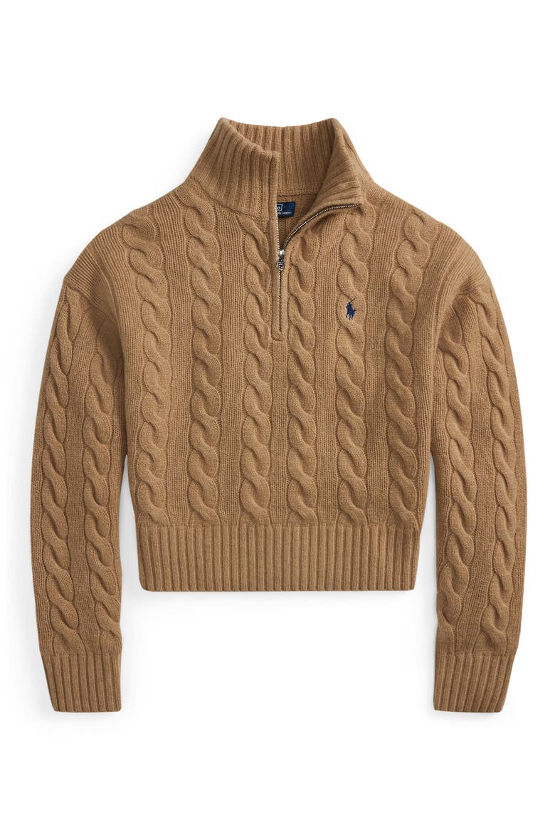 Wool & Cashmere Half Zip Pullover, Alternate, color, CL CAM MEL