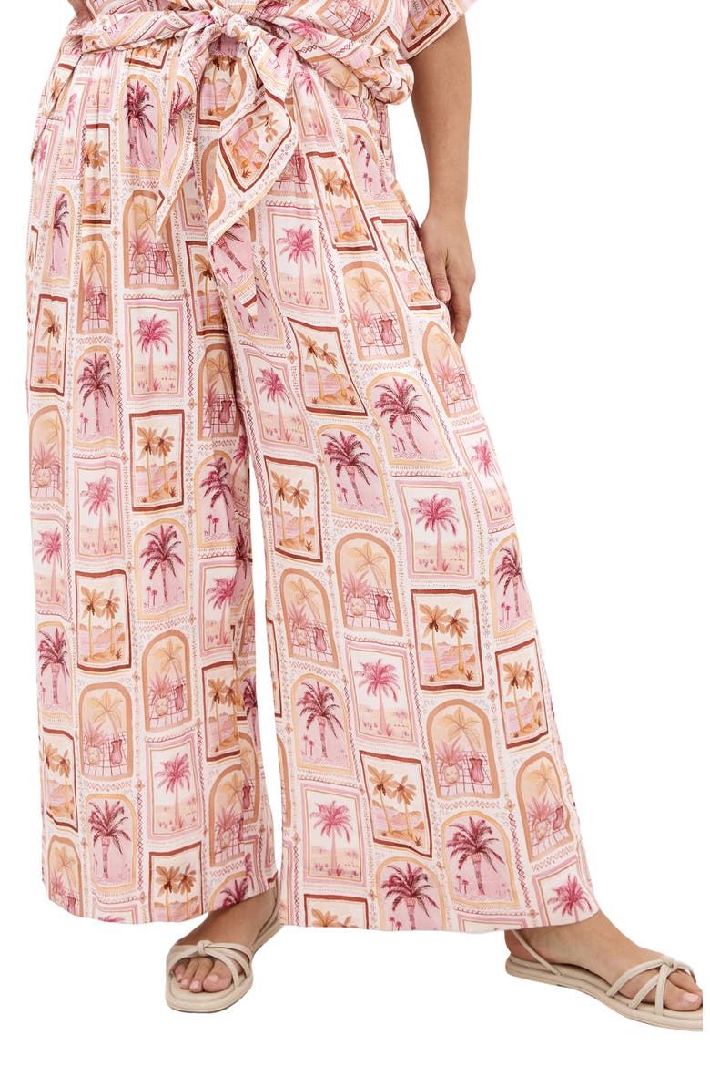 Postcard Print Wide Leg Pants, Main, color, POSTCARD SOIREE