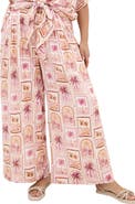 City Chic Postcard Print Wide Leg Pants