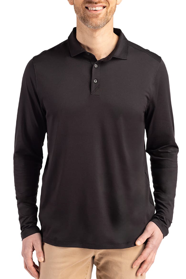 Coastline Epic Comfort Long Sleeve Polo, Main, color, BLACK