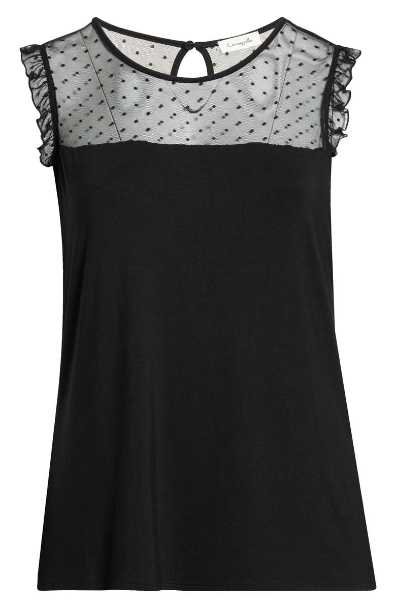 Loveappella Mesh Dot Top, Alternate, color, Black