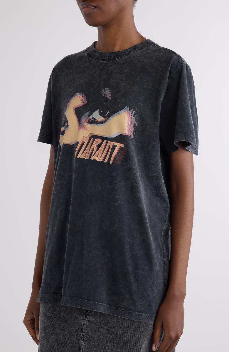 Isabel Marant Étoile Zoeline Cotton Graphic T-Shirt, Alternate, color, Faded Black