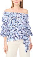 Vince Camuto Floral Off the Shoulder Bubble Sleeve Top