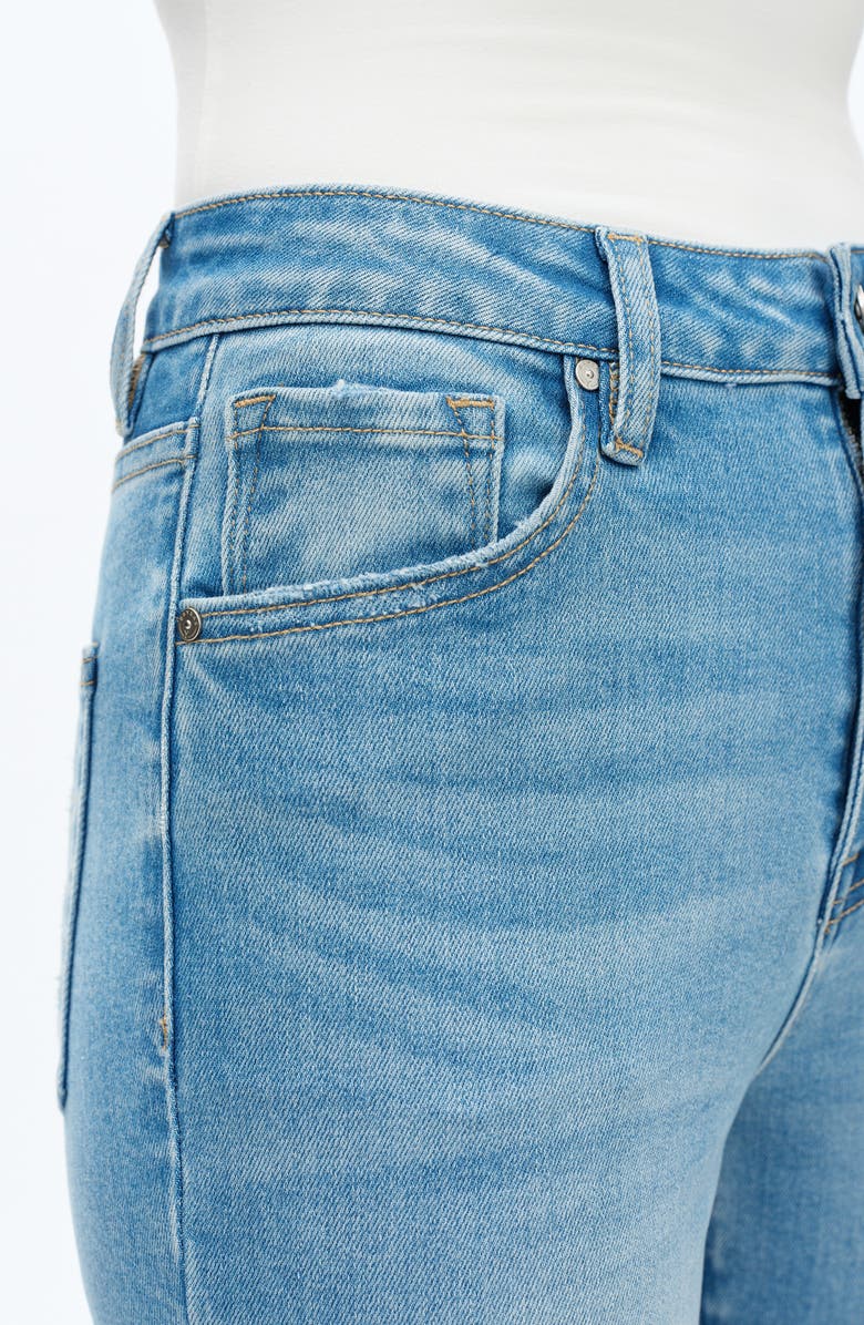 Bayeas High Waist Fray Hem Ankle Flare Jeans, Alternate, color, Light Blue