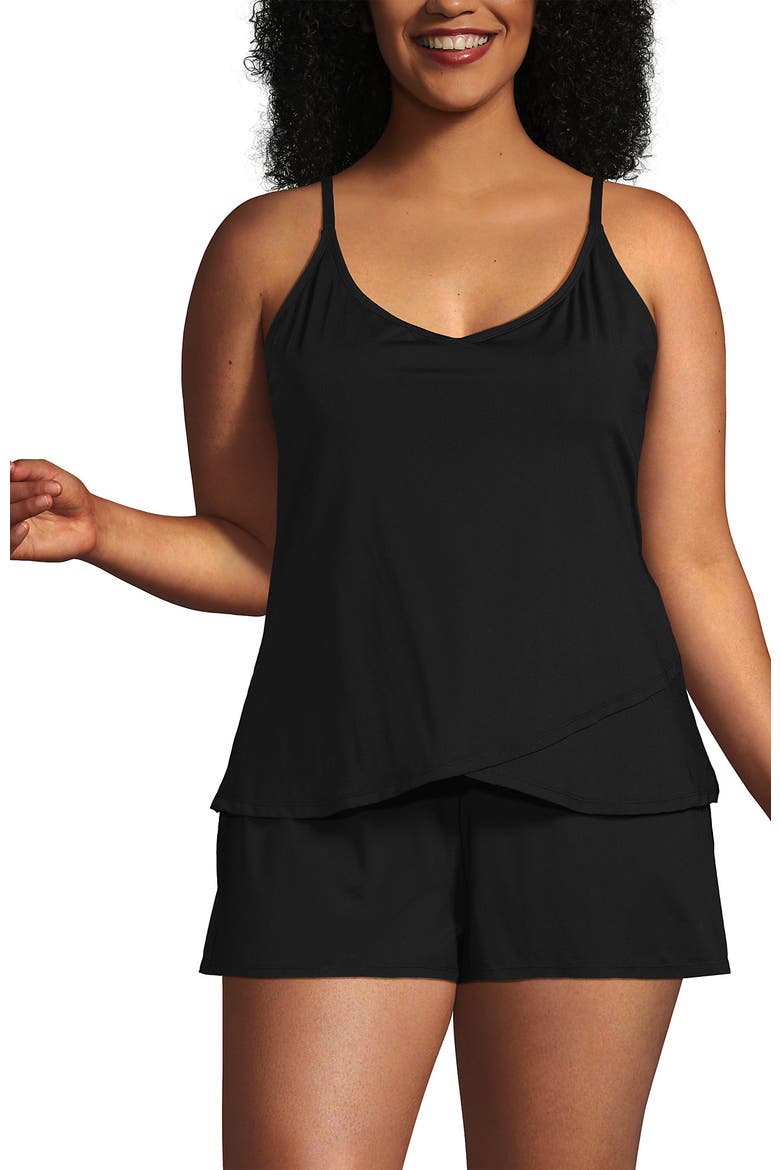 Plus Size Tulip Romper Swimsuit, Alternate, color, Black