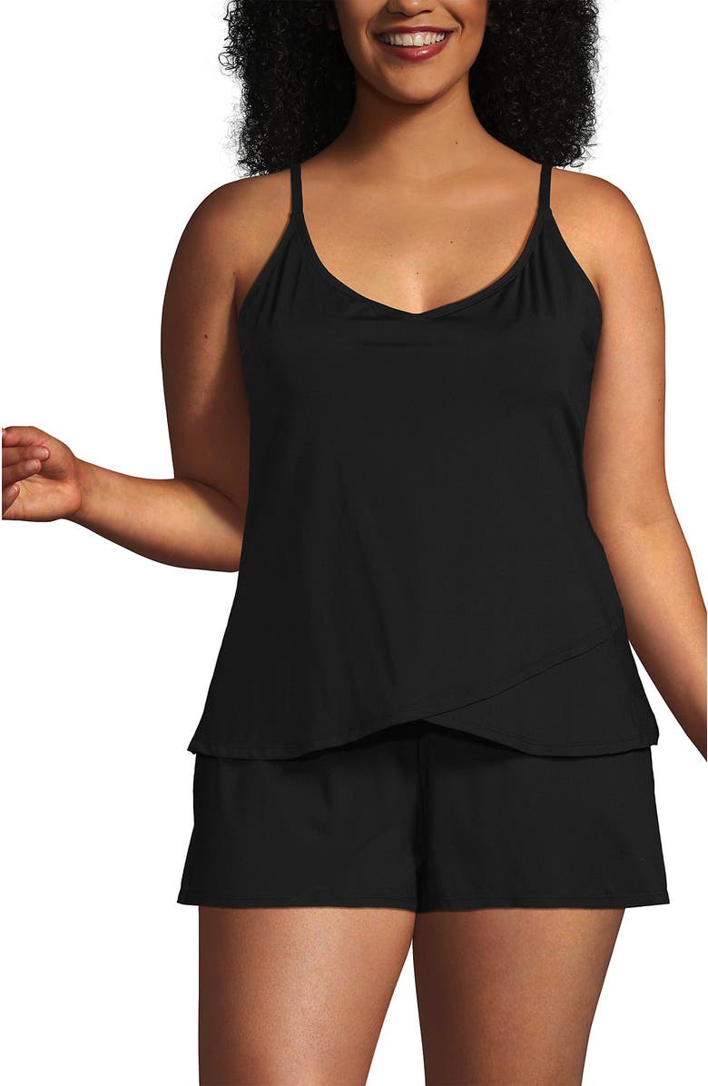 Lands' End Plus Size Tulip Romper Swimsuit, Alternate, color, Black