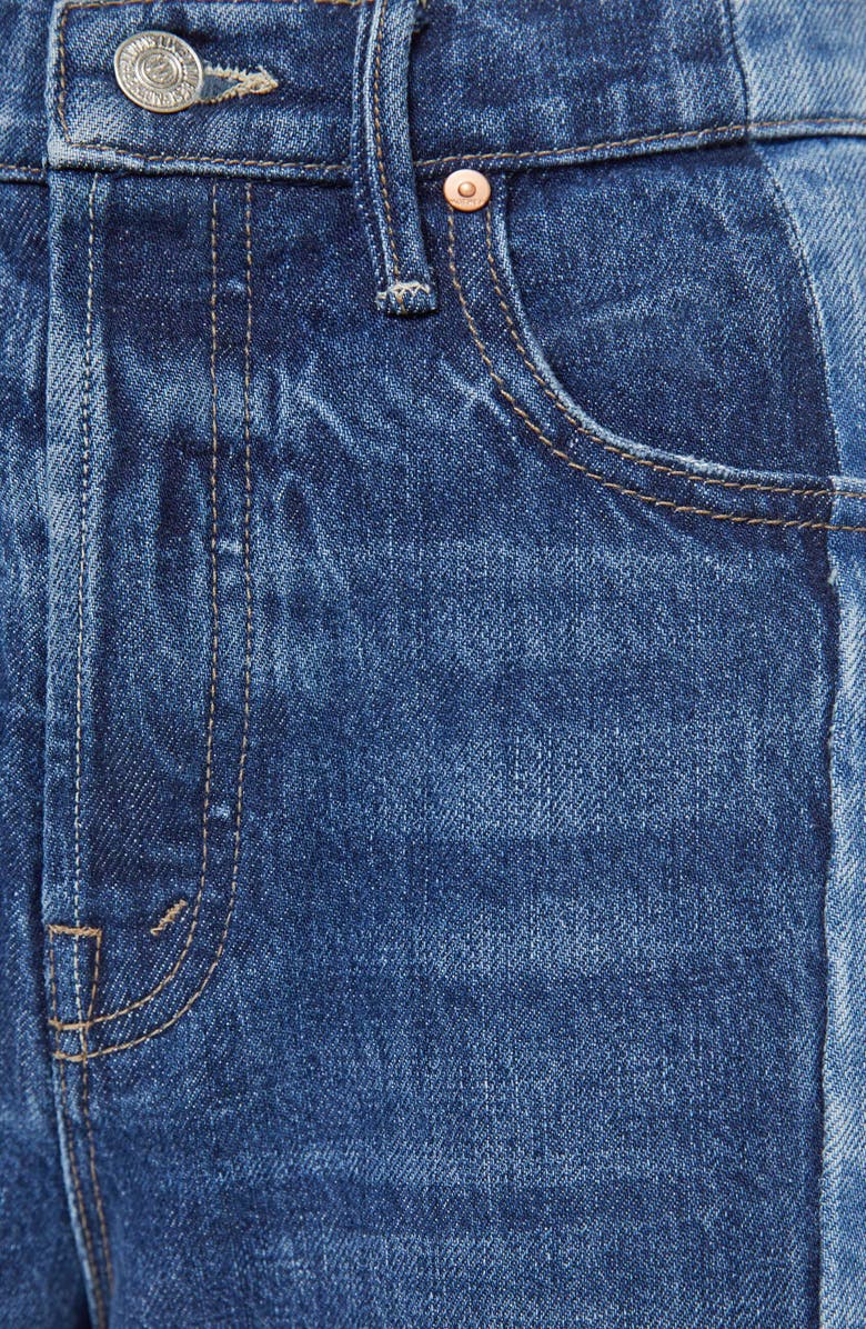 MOTHER The Tux Sidestepper Sneak Frayed High Waist Bootcut Jeans, Alternate, color, Double Take