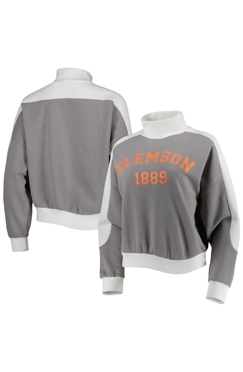 GAMEDAY COUTURE Women's Gameday Couture Gray Clemson Tigers Make it a Mock Sporty Pullover Sweatshirt, Main, color, 