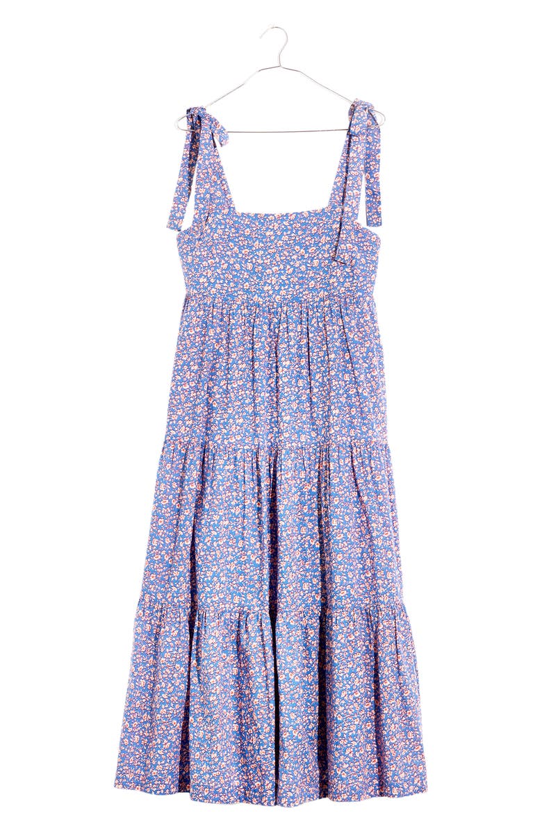 Madewell Tie Strap Tiered Midi Dress, Alternate, color, 
