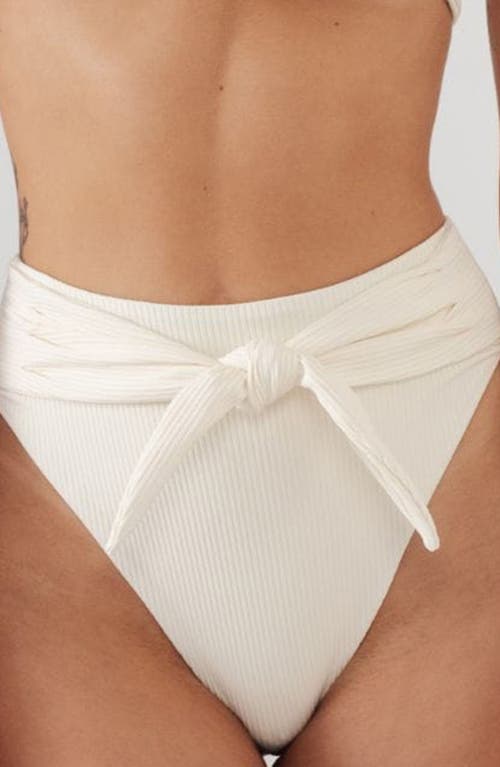 MONTCE Paula Waist Tie Bikini Bottoms in Cream Rib 