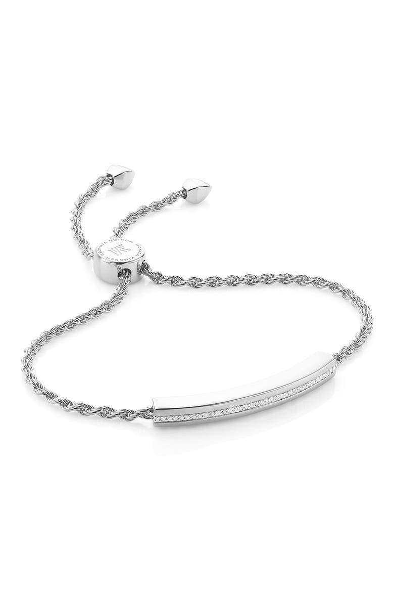 Engravable Linear Diamond Chain Bracelet, Main, color, SILVER/ DIAMOND