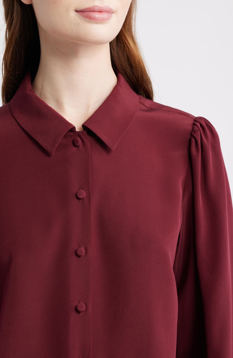 FRAME Staple Silk Button-Up Shirt, Alternate, color, Pinot