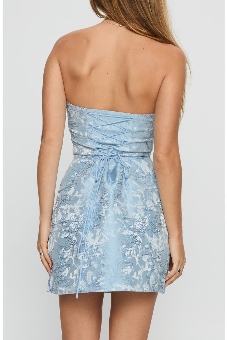 Heaven Sent Floral Embroidery & Jacquard Strapless Cocktail Minidress, Alternate, color, BLUE