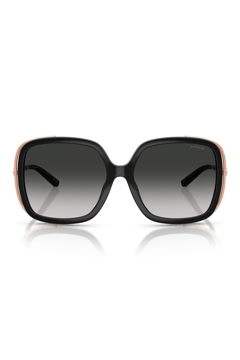 56mm Square Gradient Sunglasses, Main, color, BLACK
