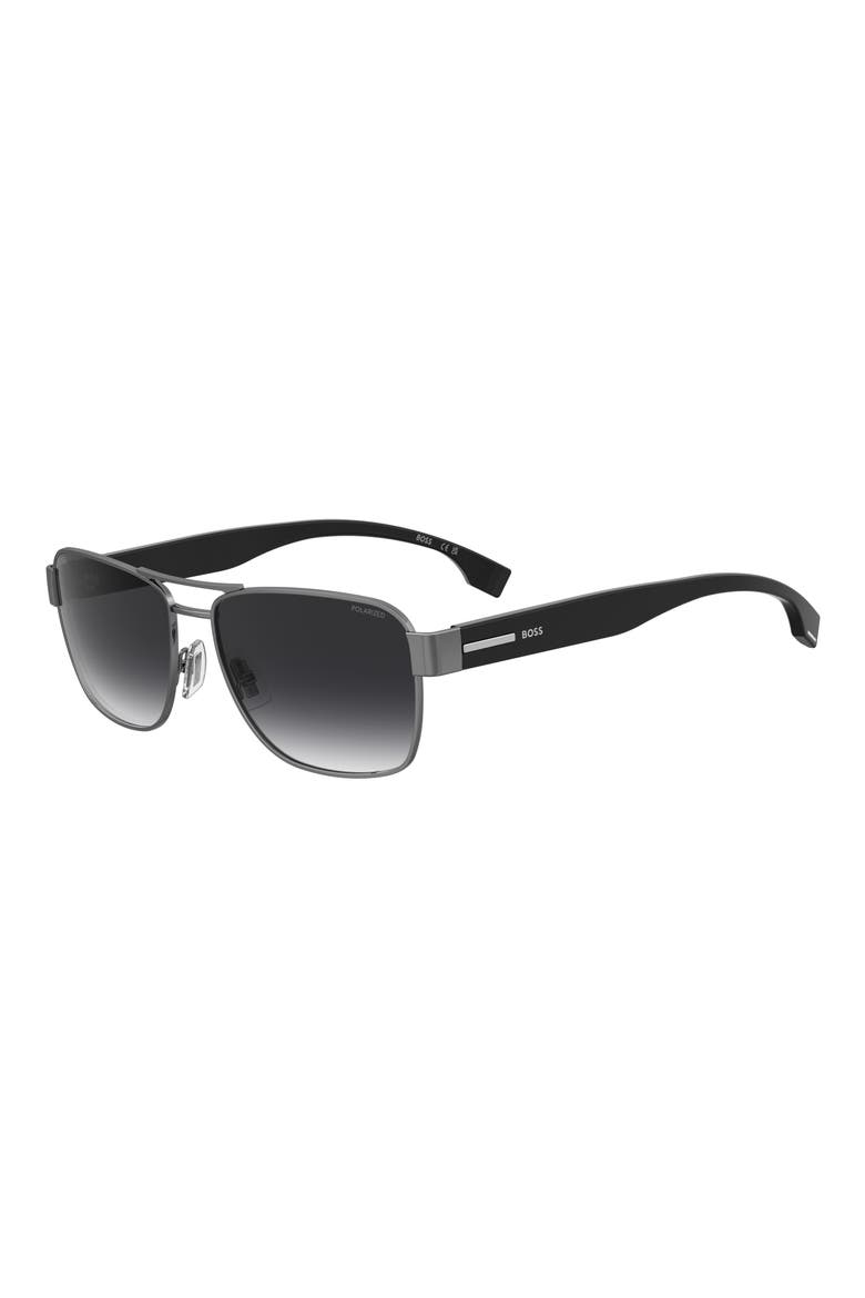 60mm Aviator Sunglasses, Alternate, color, BLACK DARK RUTHENIUM