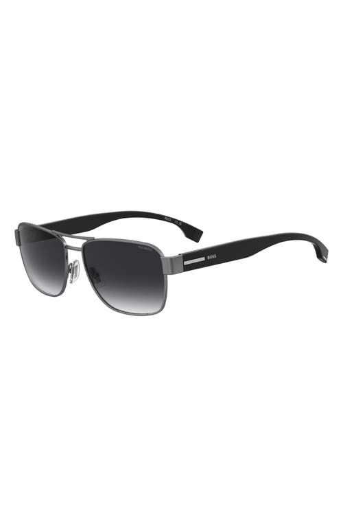 Hugo Boss 60mm Polarized Rectangular Sunglasses In Gray