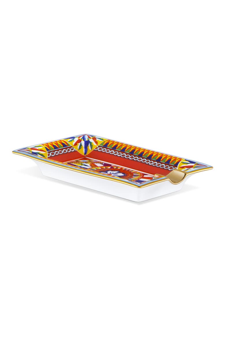 Carretto Porcelain Rectangular Ashtray, Main, color, RED MULTI