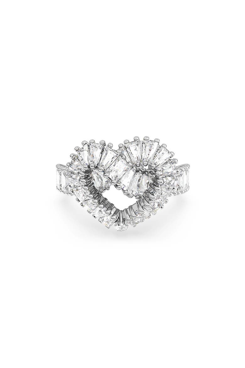 Matrix Woven Crystal Heart Ring, Main, color, SILVER